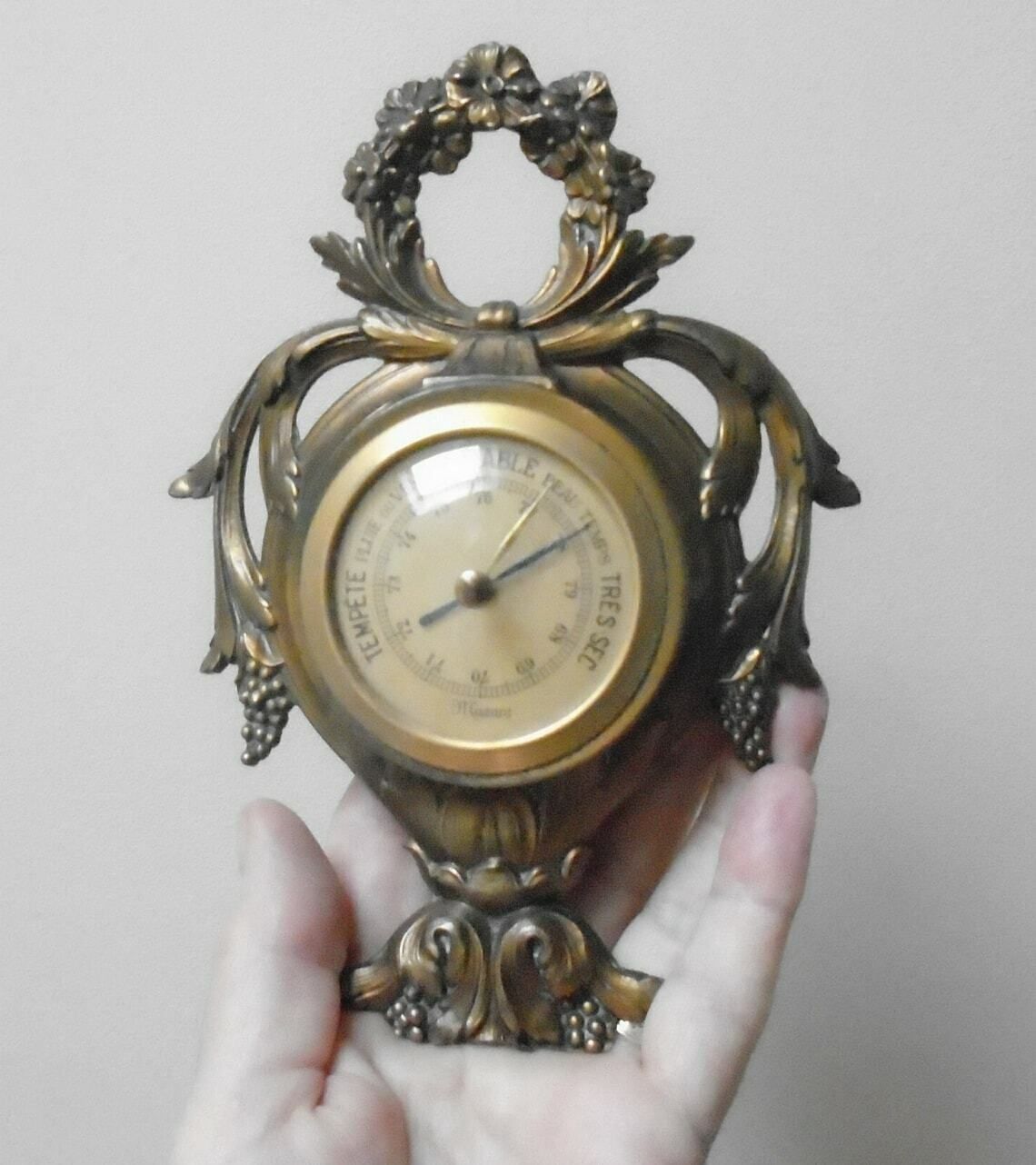 Antique French Maxant, Paris, Bronze Barometer, Hollywood Regency / Rococo Style Temperature Gauge, Art Nouveau Decor, Louis Maxant photo furniture