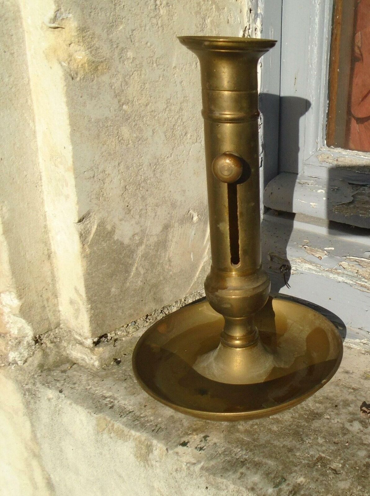 Vintage French Brass Push Up Hand Held Candle Holder, Heavy Candlestick, Wee Willie Winkle Candle Holder photo buy