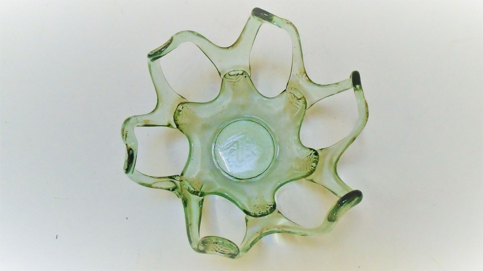 Beautiful Vintage French Transparent Pale Green Tinged Glass Bowl, Art Glass Gift, Fruit Bowl photo Home Decor