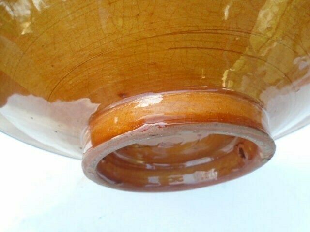 photo furniture Vintage Mustard Yellow Glazed Bowl With Pewter Inserts And Beading, Yellow Kitchen Styling