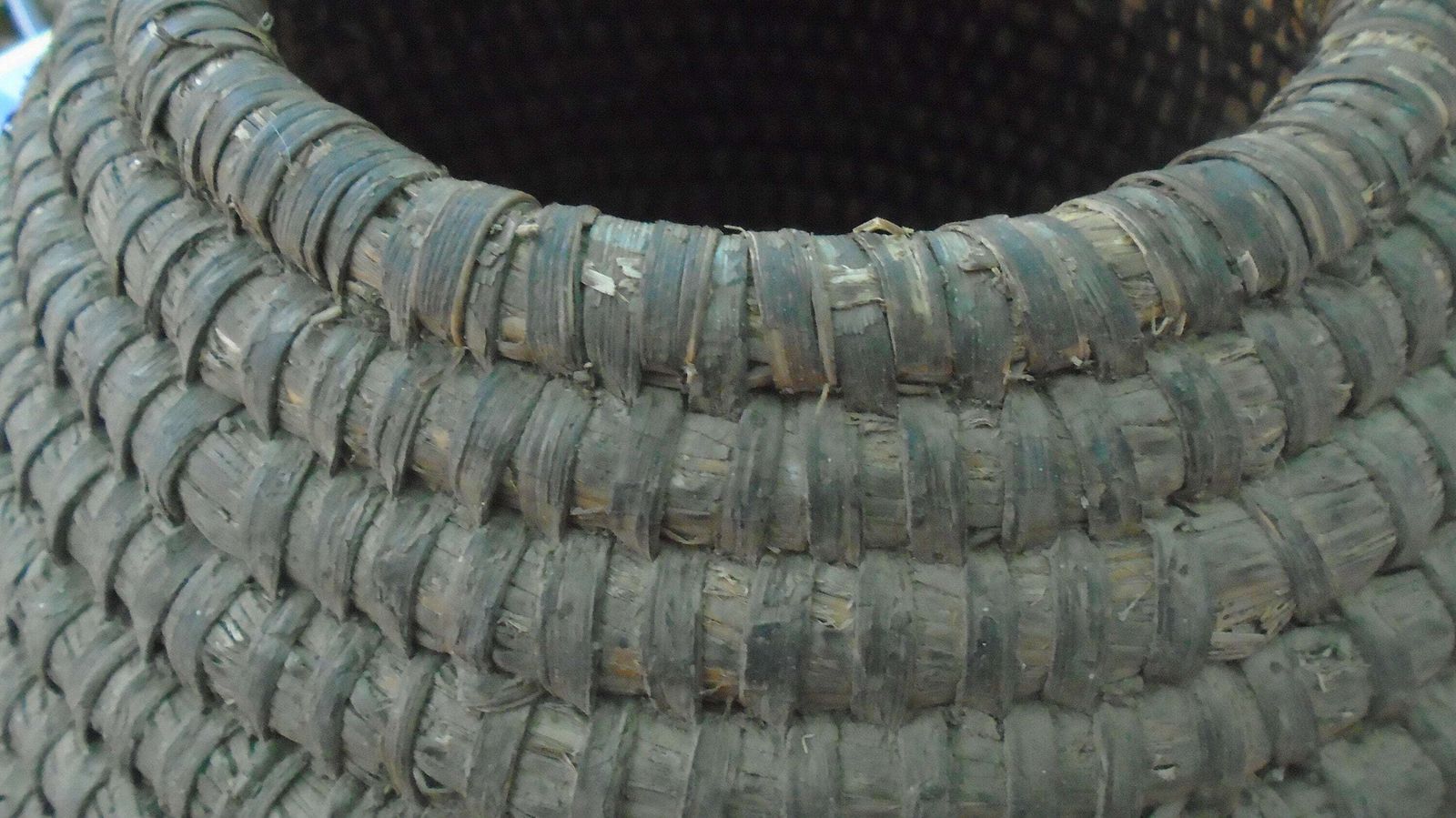 Antique French Rye Coiled Basket, Large Bourgne Woven Rye Grass, Wicker Decor photo furniture