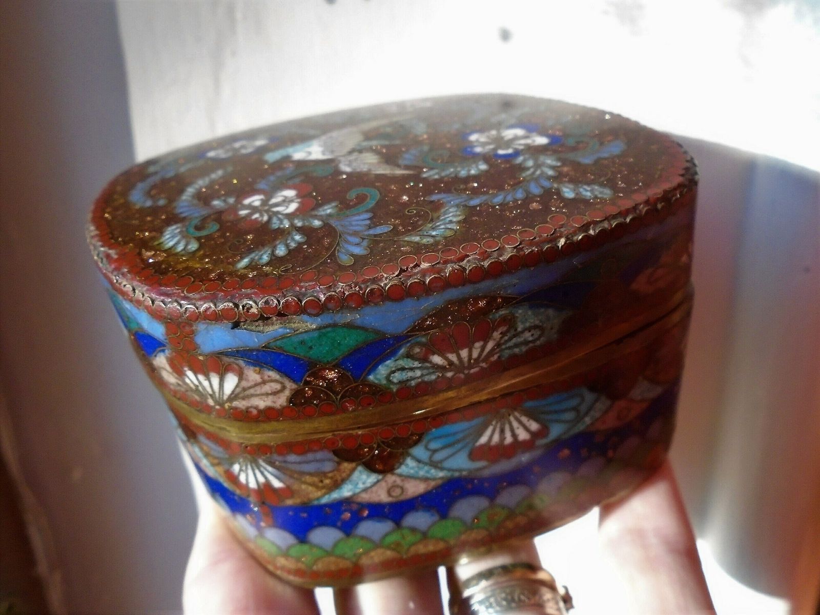 Antique Japanese Cloisonne Goldstone Enamelled Box, Meiji Period, 1868 1912 photo buy