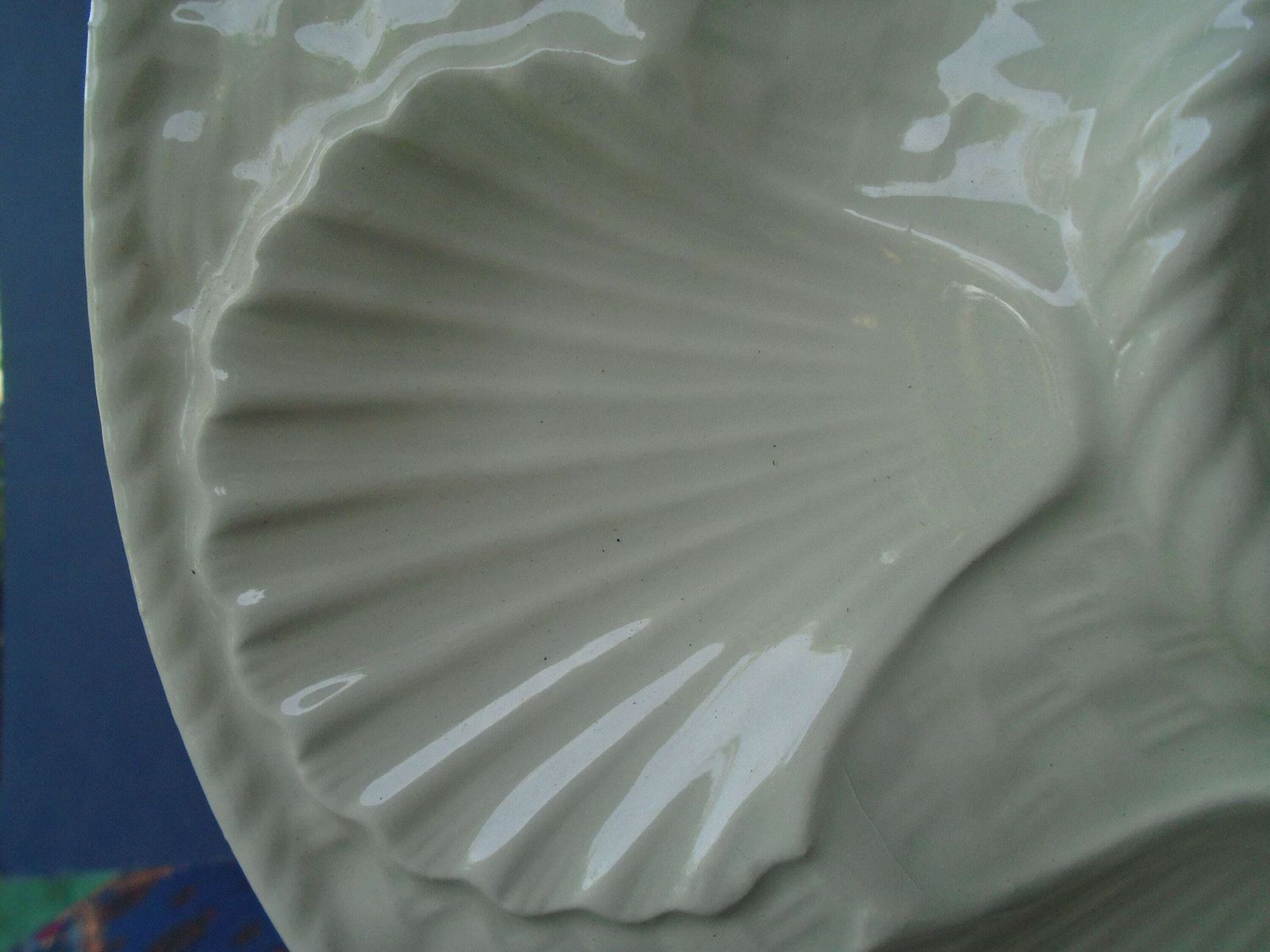 Two Antique French Longchamp Cream Porcelain Oyster Plates, Seafood Plates, Cream Seafood Plates, Sold In Sets Of 2 photo 86.0