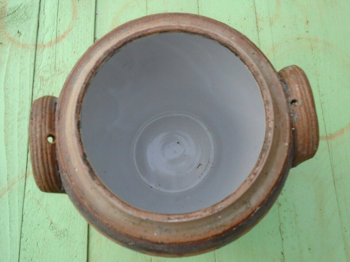 Rare Antique French Hand Painted Stone Jar, Rillettes Jar, Cooking Utensil Holder, Flower Pot, Rustic Farmhouse Jar photo Home Decor
