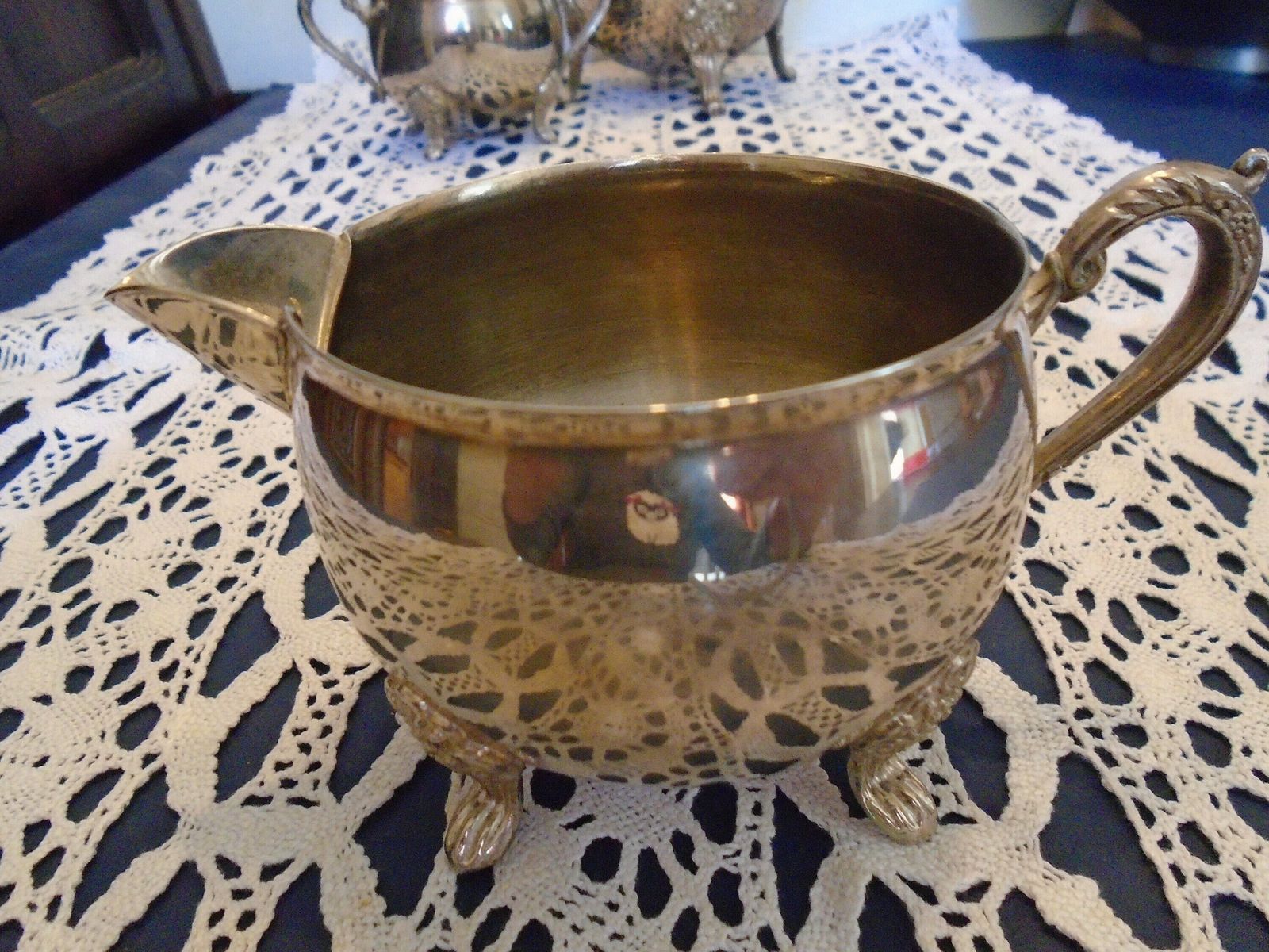 Antique French Silver Plated Art Nouveau Tea / Coffee Set, Tea/Coffee Pot, Sugar Basin And Milk Jug, 1920s photo vintage