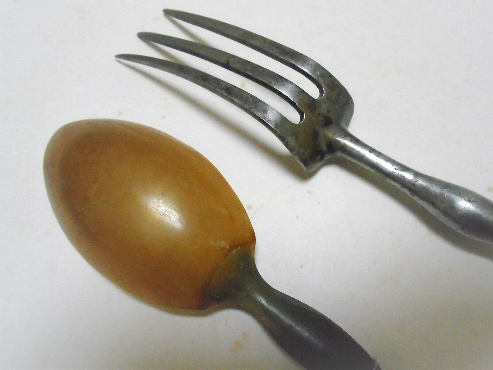 Antique French Serving Spoon And Fork, C.1920s, Salad Servers, Rococo Polished Horn And Silver Plated Metal, Serving Fork And Spoon photo furniture