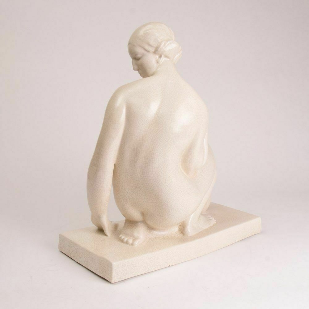 Orchies French Art Deco Craquele Model By Raymonde Guerbe C.1930 photo for sale