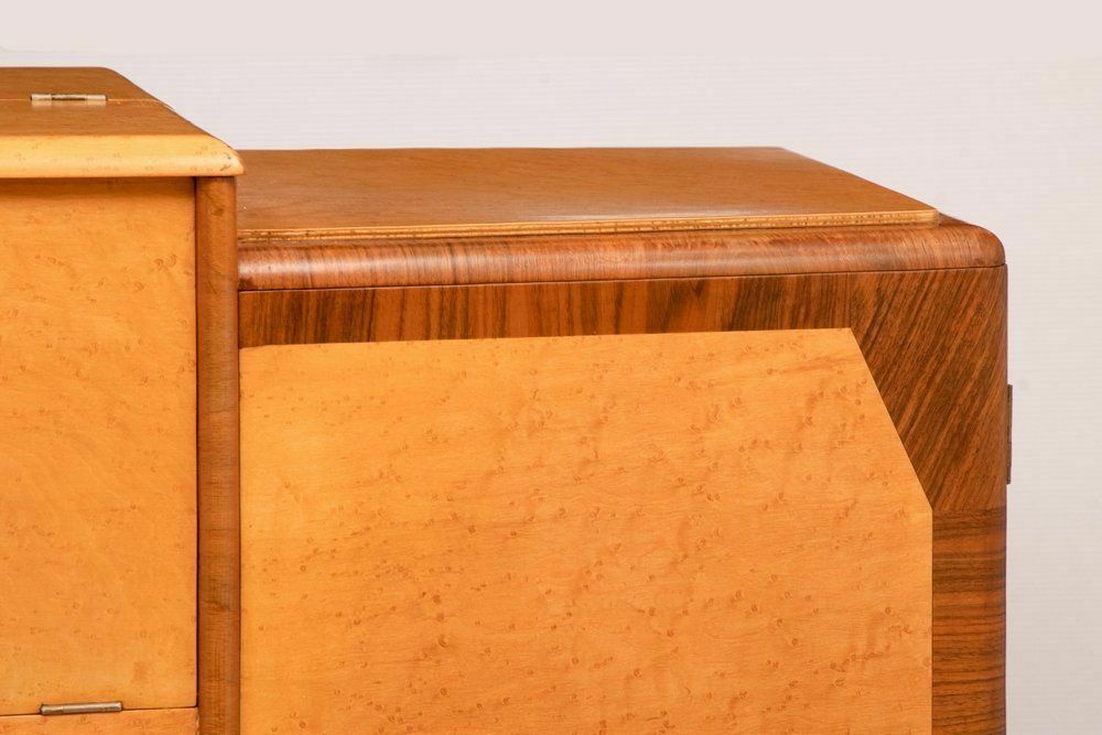 Art Deco Fall Front Cocktail Cabinet In Birdseye Maple By British Emanuel Furniture C.1930 photo vinterior