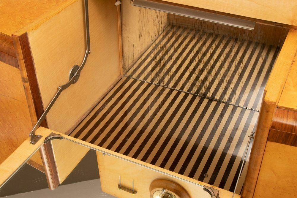 photo buy Art Deco Fall Front Cocktail Cabinet In Birdseye Maple By British Emanuel Furniture C.1930
