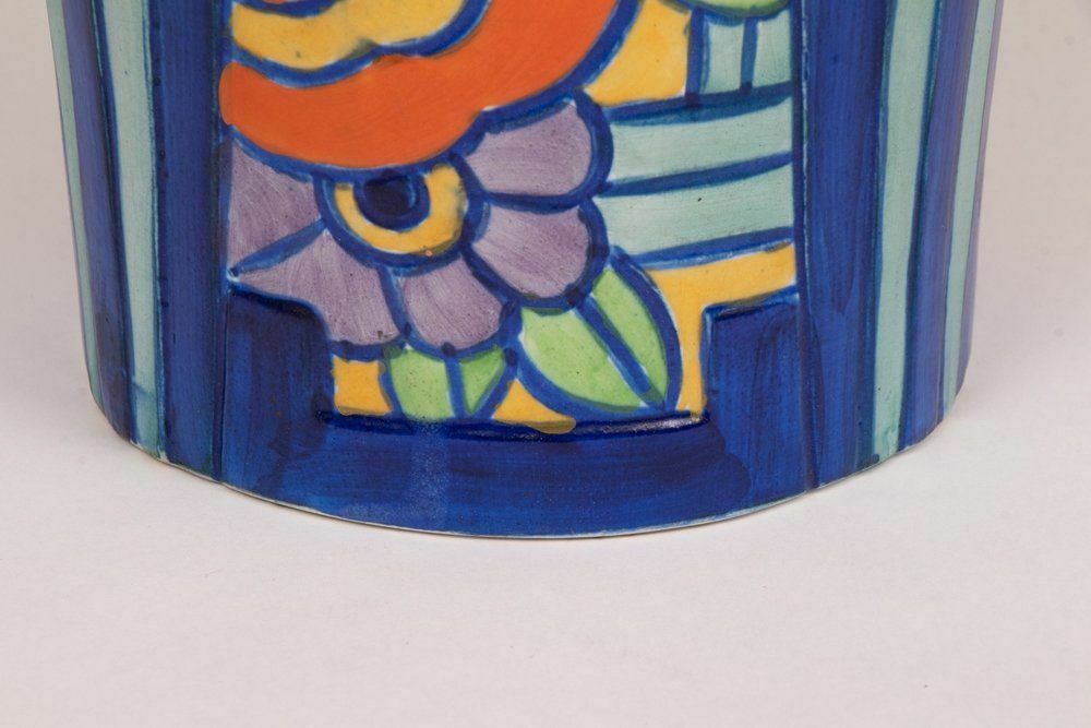 British Art Deco Hand Painted Vase C.1930 photo vintage