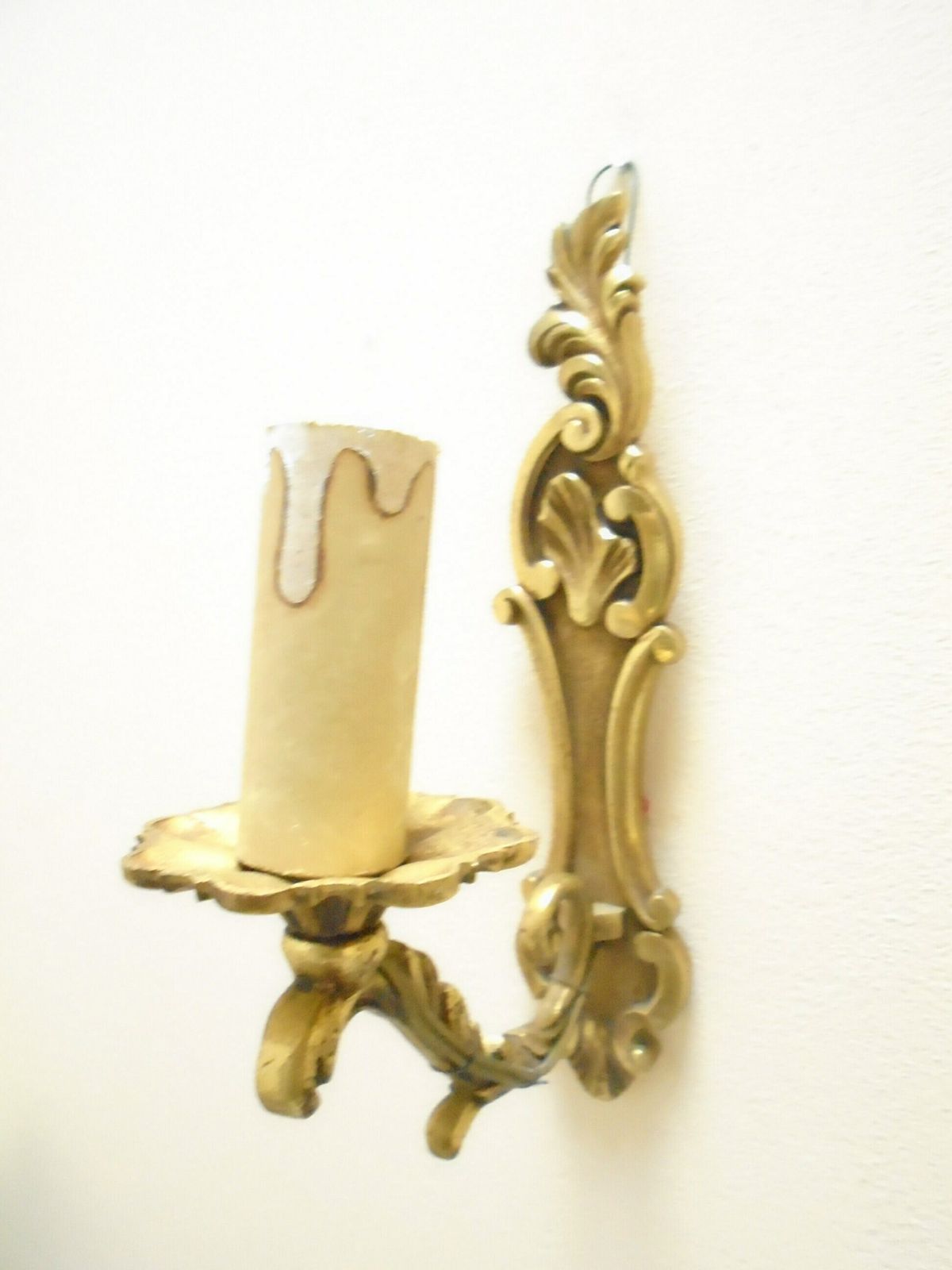 photo for sale Single Arm Antique French Bronze Wall Candle Sconce, Art Nouveau Candle Holders, Electric Wall Sconce
