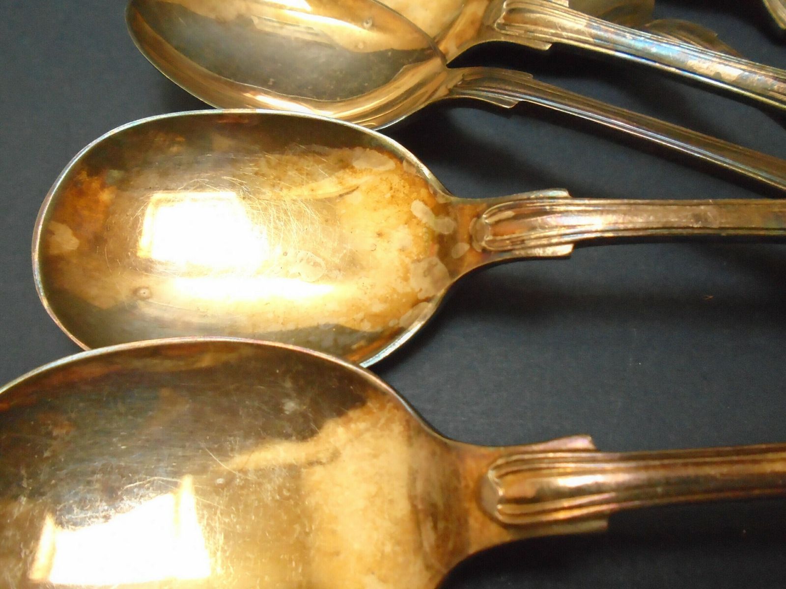 6 Antieke Verzilverde Dessert  Of Soeplepels, Kings Pattern, El Epns A1 photo for sale