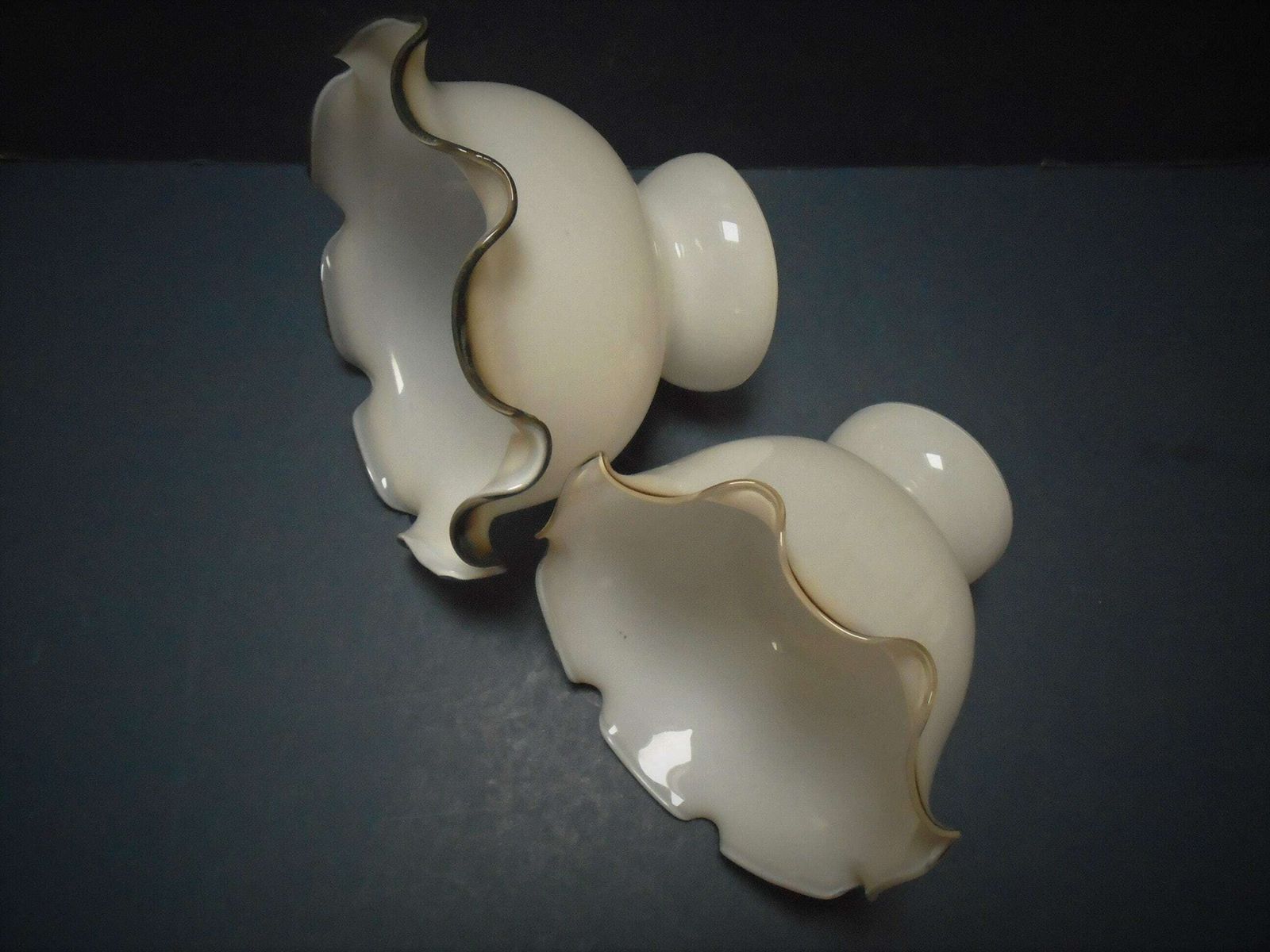 3 Available Vintage French White Opaque Glass Lampshade, Mid Century Decor photo 54.0
