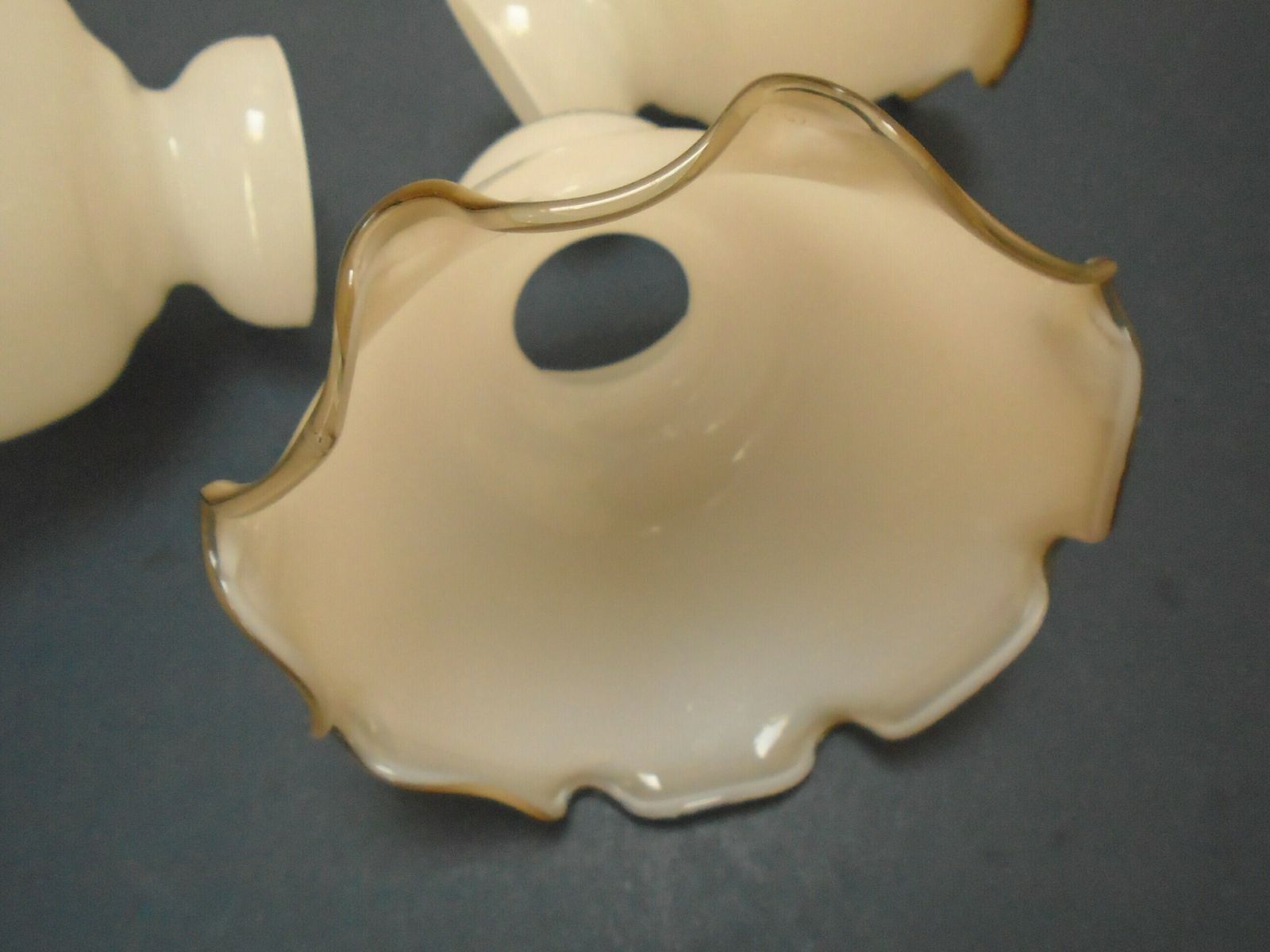 3 Available Vintage French White Opaque Glass Lampshade, Mid Century Decor photo vinterior