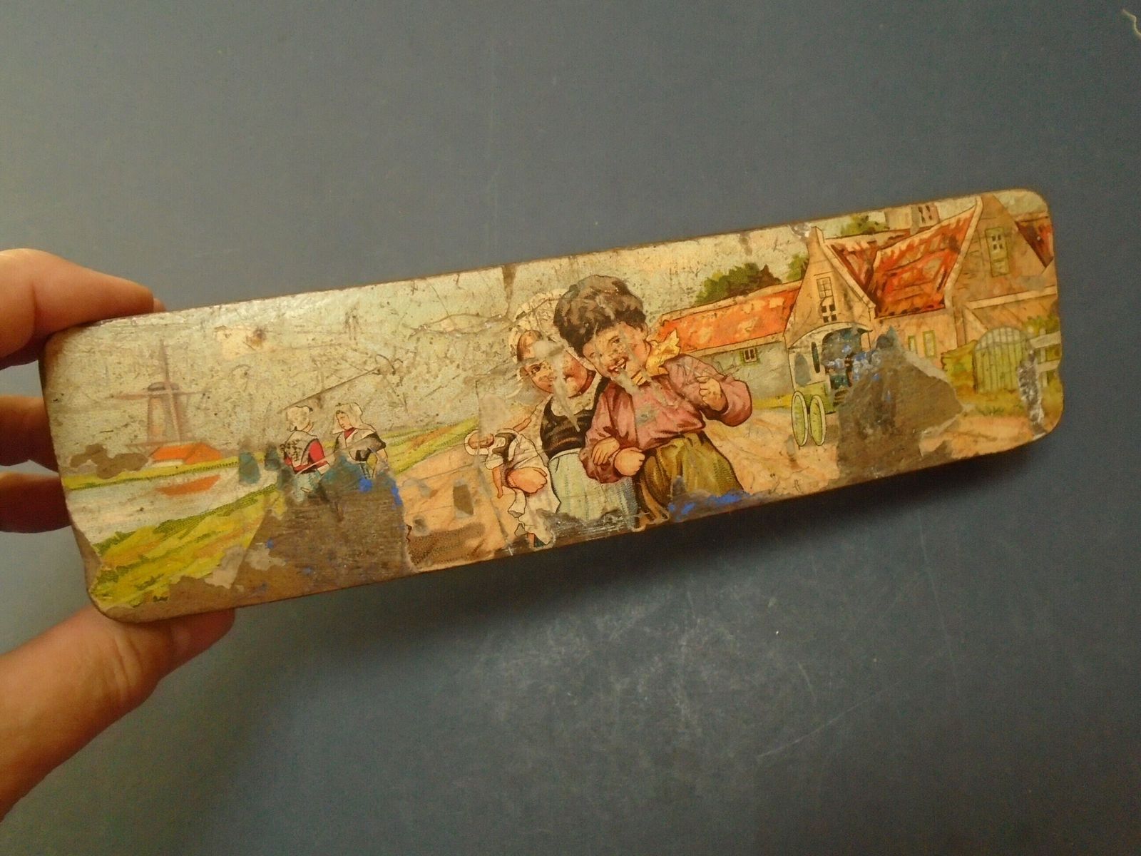 photo for sale Lovely Antique French Wood Pencil Case, Push Button Pen Box, French Plumier, Push Button Opener, 1900s