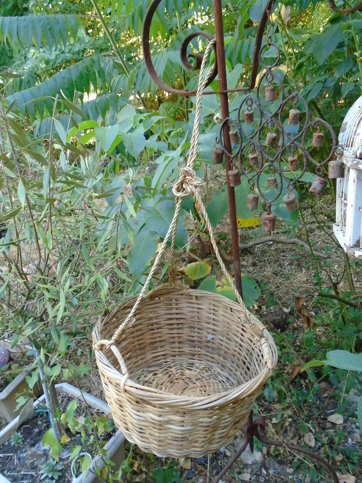 Lovely Vintage French Woven Wicker Basket With 3 Handles photo vintage