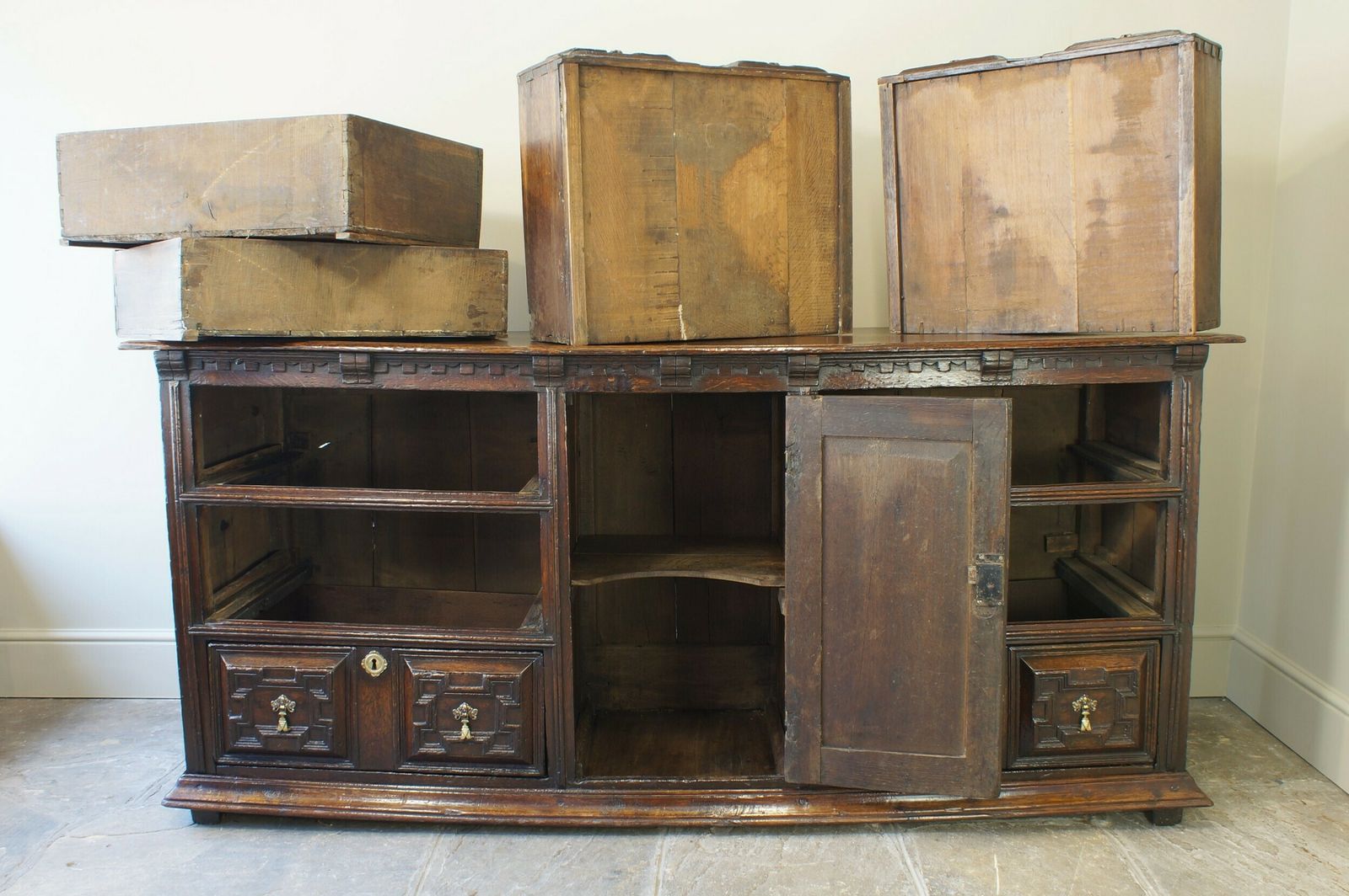Furniture 17th Century Oak Cushion Moulded Dresser Base photo