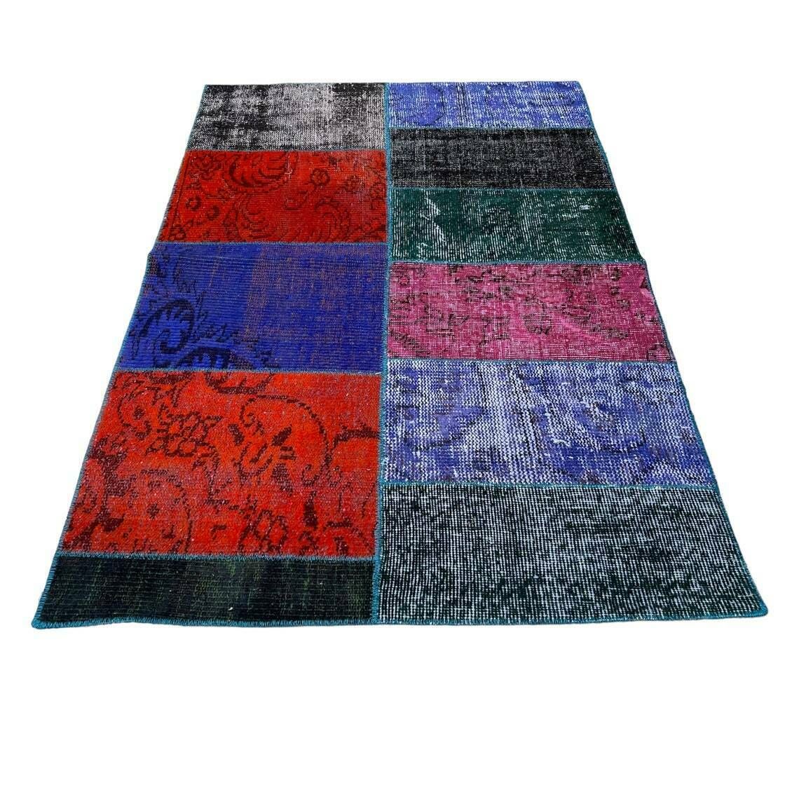 Unique Turkish Vintage Distressed Patchwork Rug