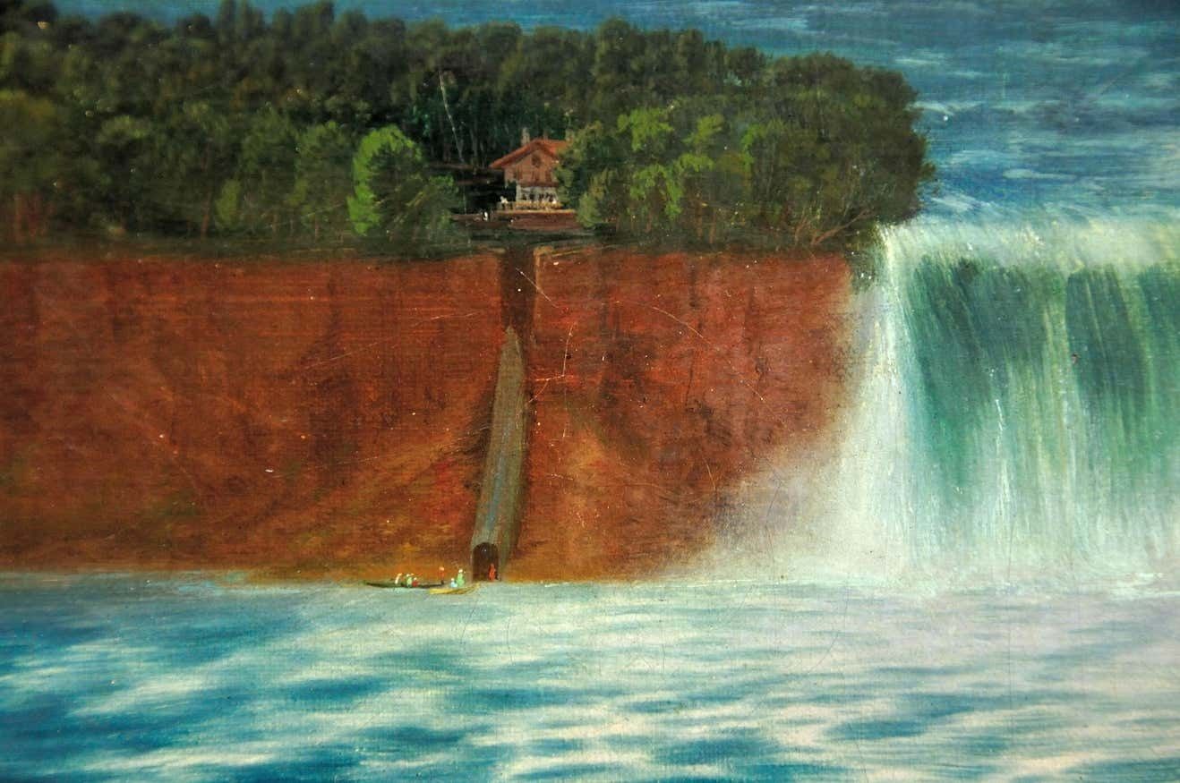 Alexandre Le Bihan 1839 To  1924. Niagara Falls. Framed Large Landscape Oil Painting. Circa 1870 French Artist. Ontario & New York State. photo vintage