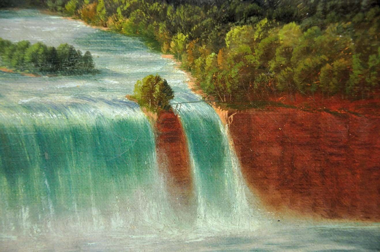 photo for sale Alexandre Le Bihan 1839 To  1924. Niagara Falls. Framed Large Landscape Oil Painting. Circa 1870 French Artist. Ontario & New York State.