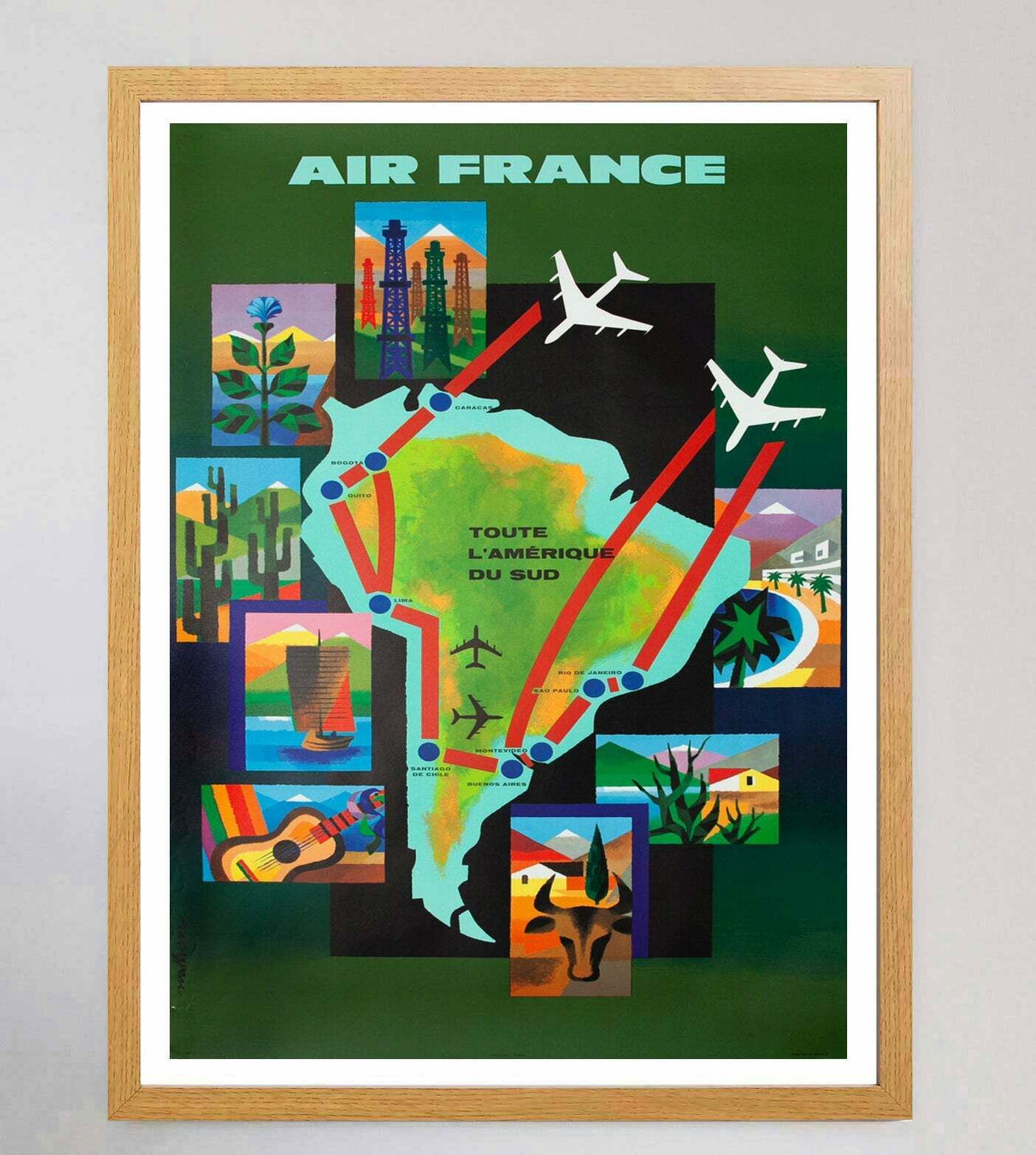 Original Vintage Poster Air France   South America photo Art