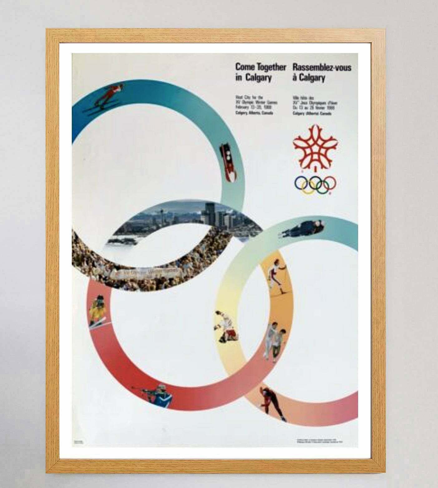 Original Vintage Poster  1988 Winter Olympic Games Calgary photo Art