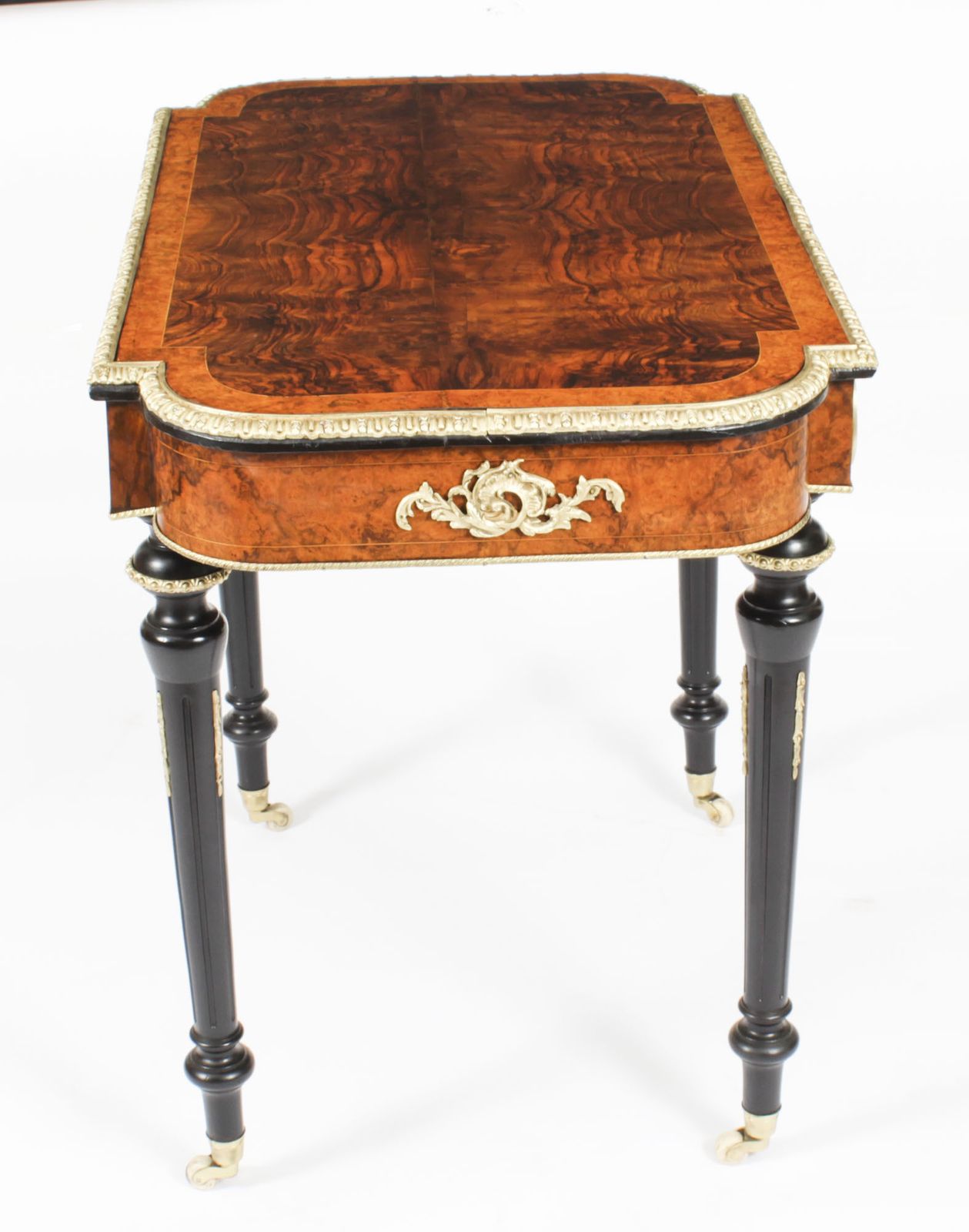 photo vintage Antique French Burr Walnut Sevres & Ormolu Mounted Writing Desk   19th C