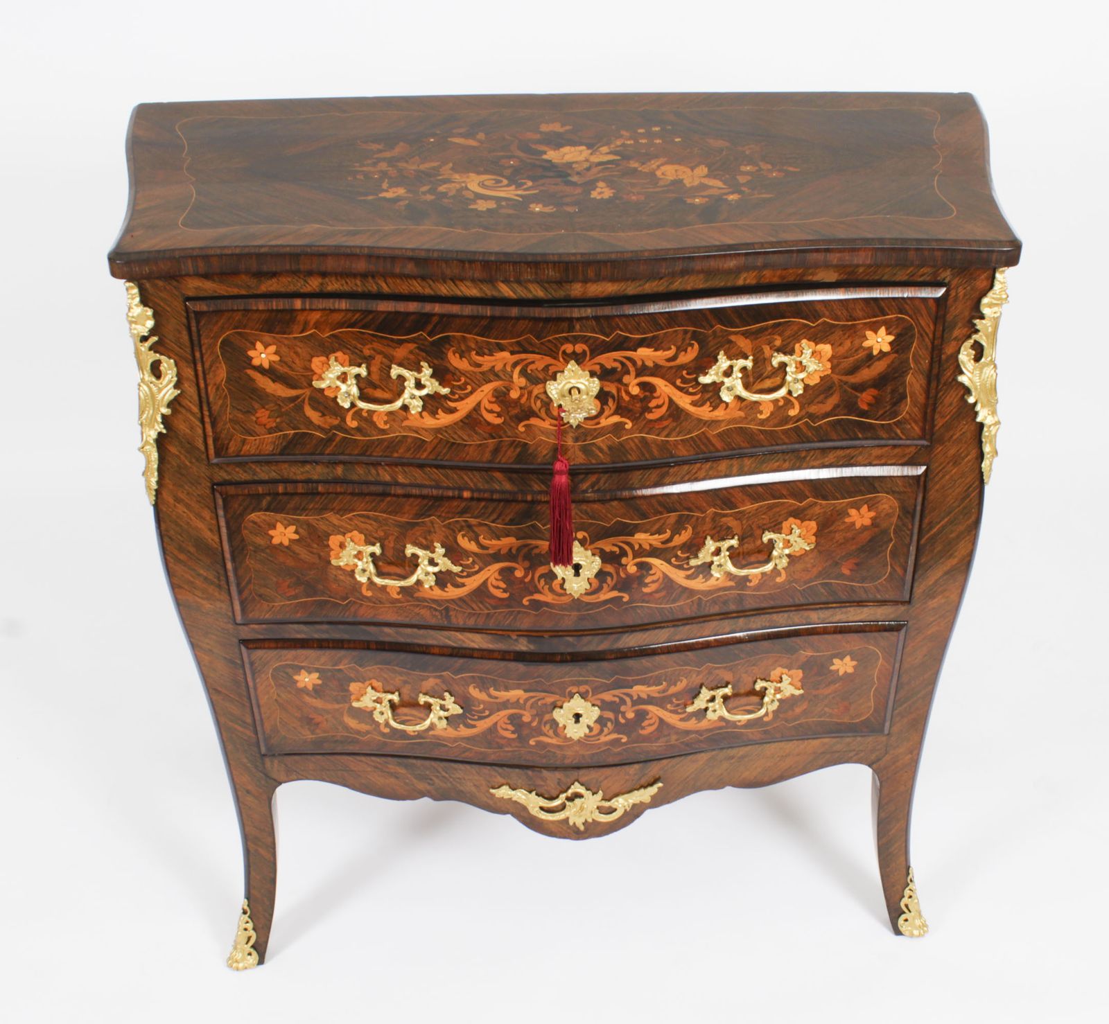 Antique French Louis Revival Marquetry Chest Of Drawers 19th C photo furniture