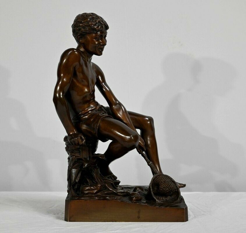 Bronze "Child With A Landing Net", Signed R.Guillaume   Xxth
