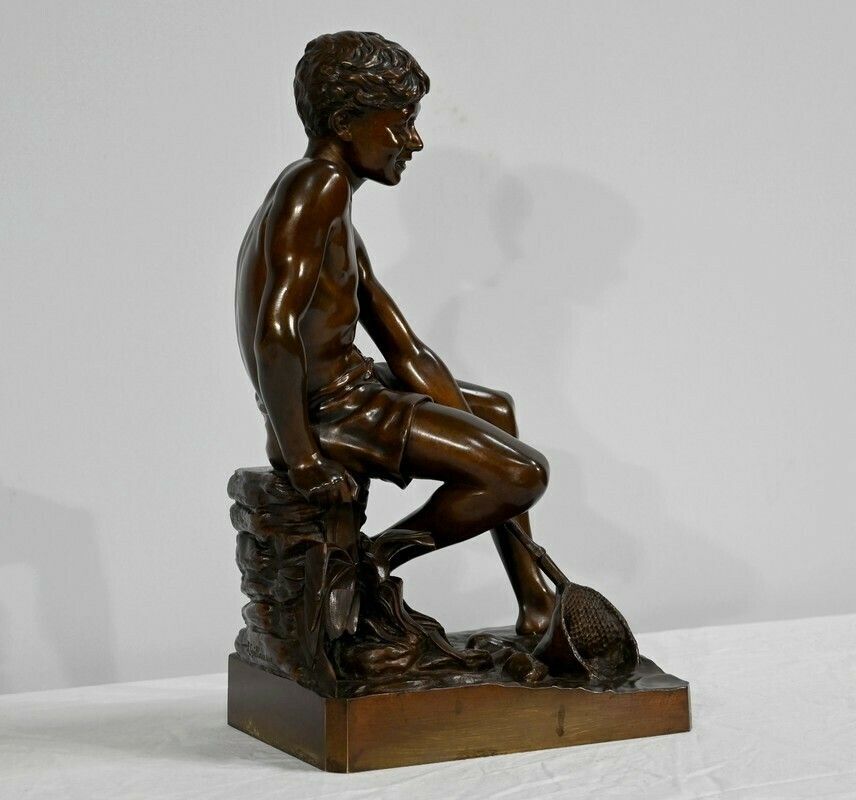 Bronze "Child With A Landing Net", Signed R.Guillaume   Xxth photo furniture