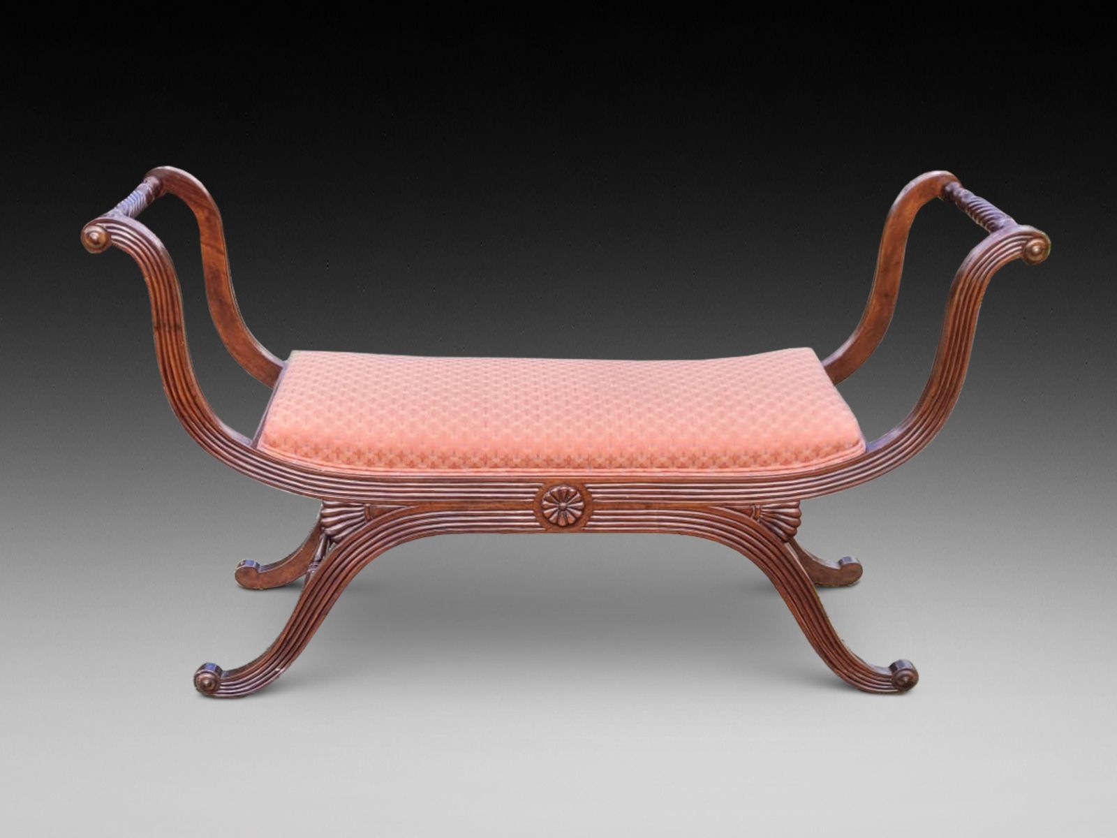 Regency Style Double Ended Scroll End Window Seat