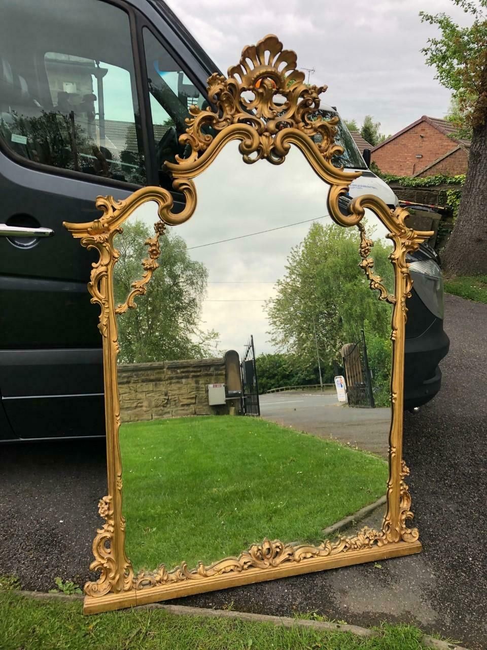 Large Antique English Giltwood Mirror