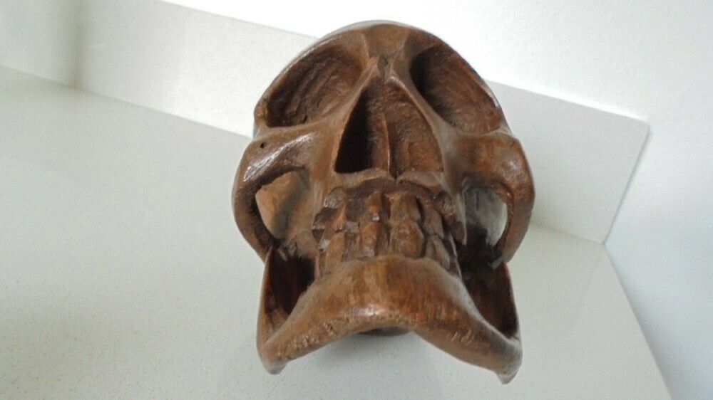 Early Carved Wooden Skull, 1800s photo furniture