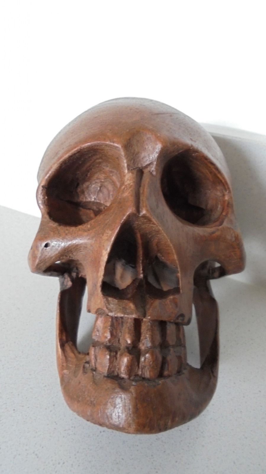 photo furniture Early Carved Wooden Skull, 1800s