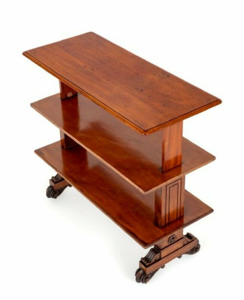 William IV Dumb Waiter Mahogany Bookcase Shelf photo vintage