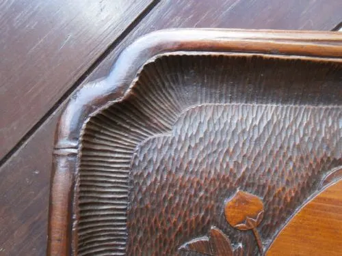 Antique Carved Inlaid Oriental Chinese Tray C.1900 photo furniture