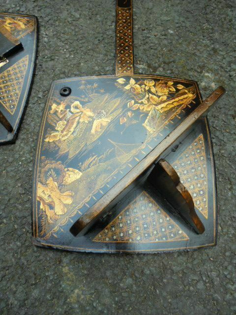 Pair Of Lacquered Chinoiserie Wall Brackets Shelf C.1920 photo 130.0