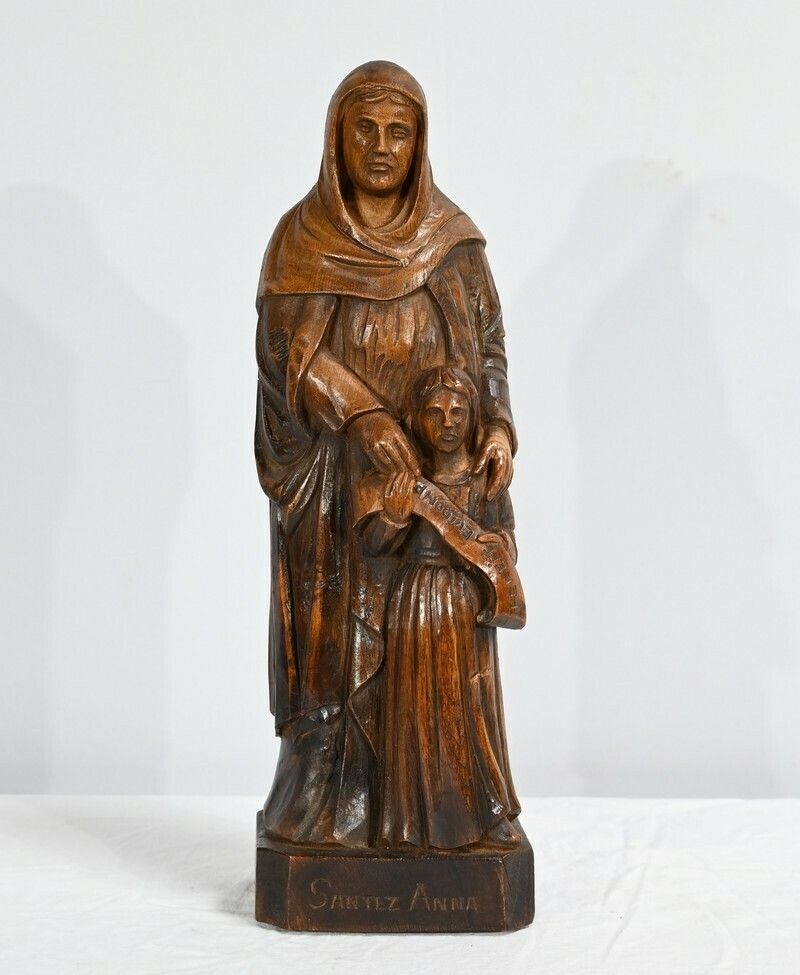 Statue Of Saint Anne In Ash Signed E.Le Neuthier  Mid 19th Century