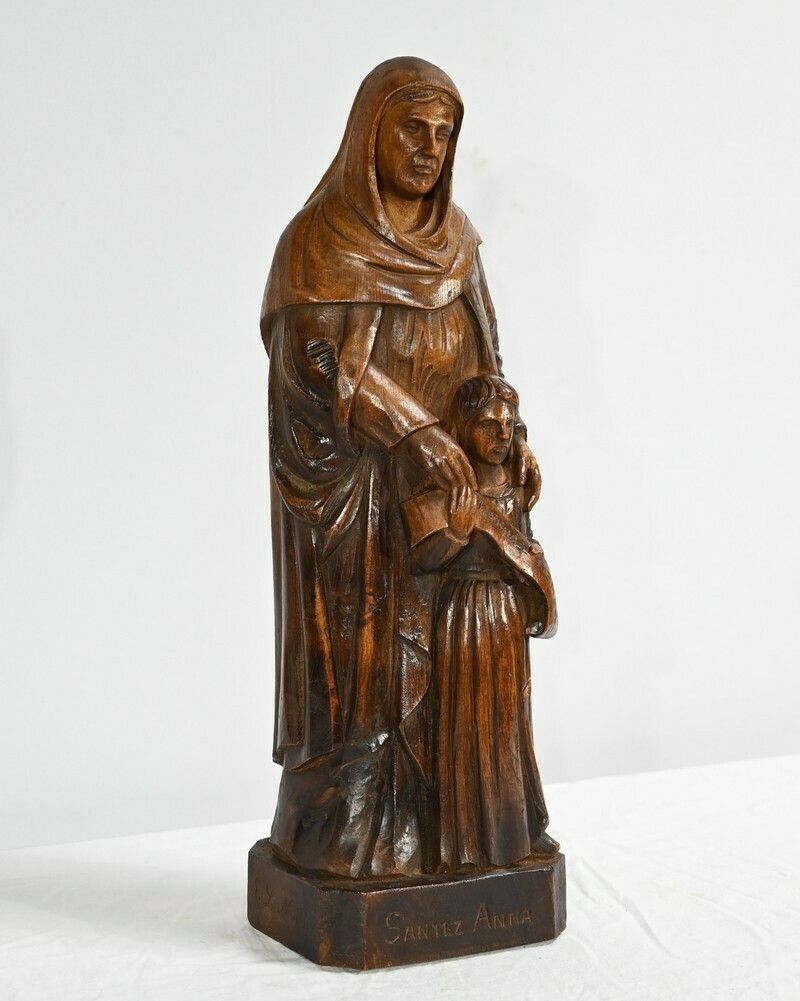 Statue Of Saint Anne In Ash Signed E.Le Neuthier  Mid 19th Century photo furniture