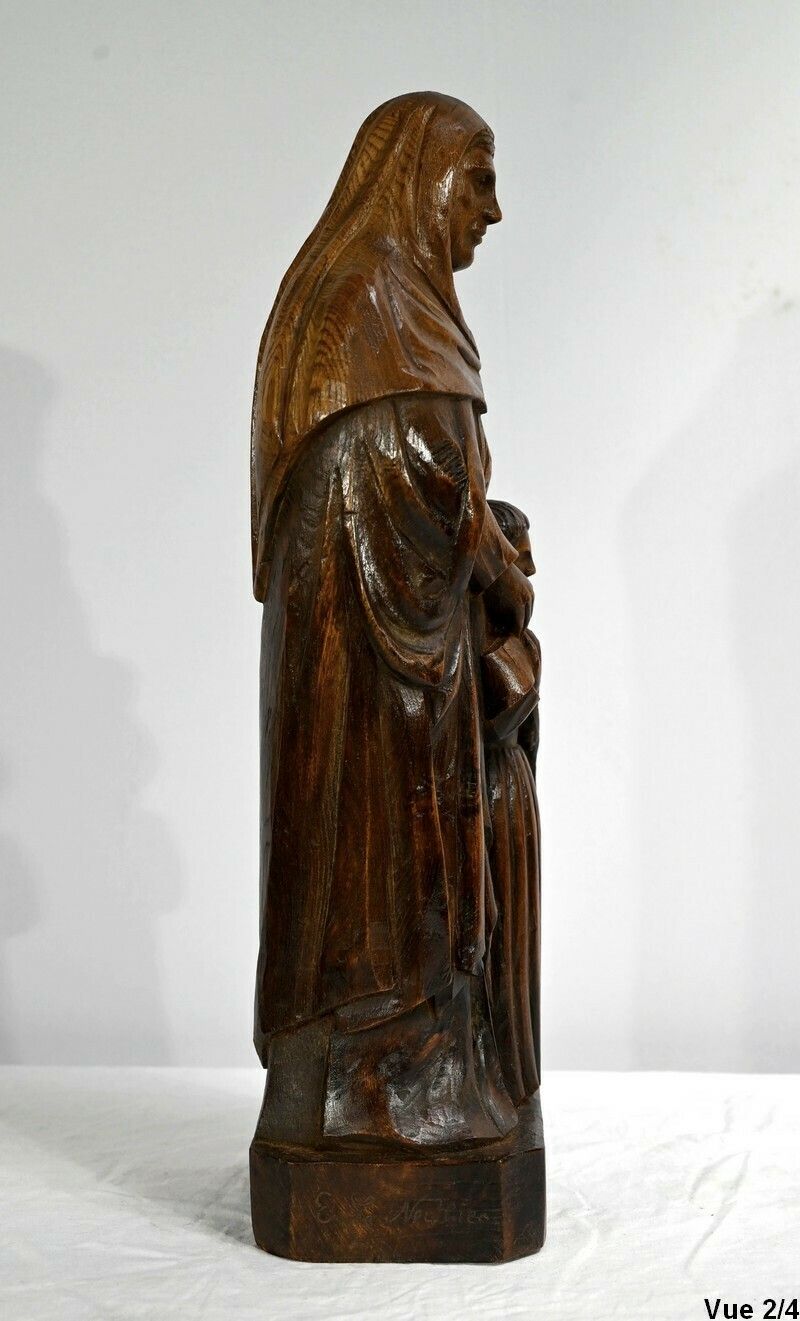 965.11 Statue Of Saint Anne In Ash Signed E.Le Neuthier  Mid 19th Century photo