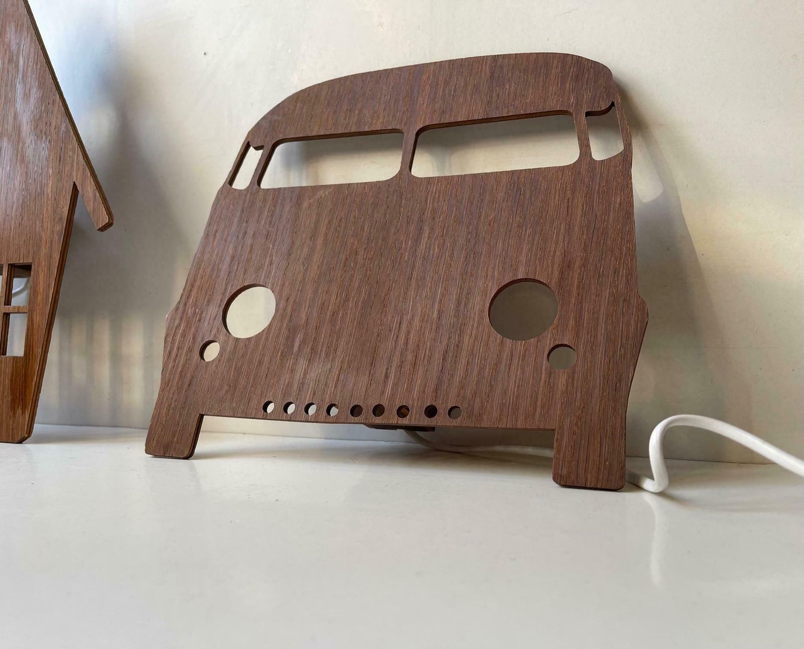 Scandinavian Modern Teak Wall Sconces Volkswagen Bus & House photo for sale