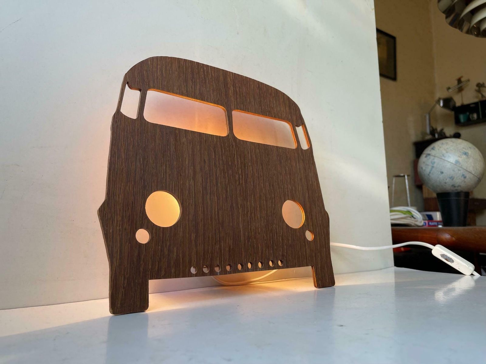 Scandinavian Modern Teak Wall Sconces Volkswagen Bus & House photo Lighting