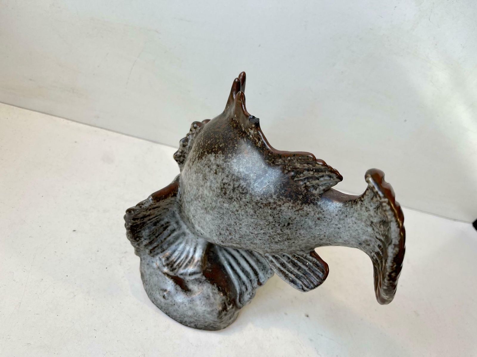 Saxbo Stoneware Dragon Fish Sculpture By Hugo Liisberg photo vinterior