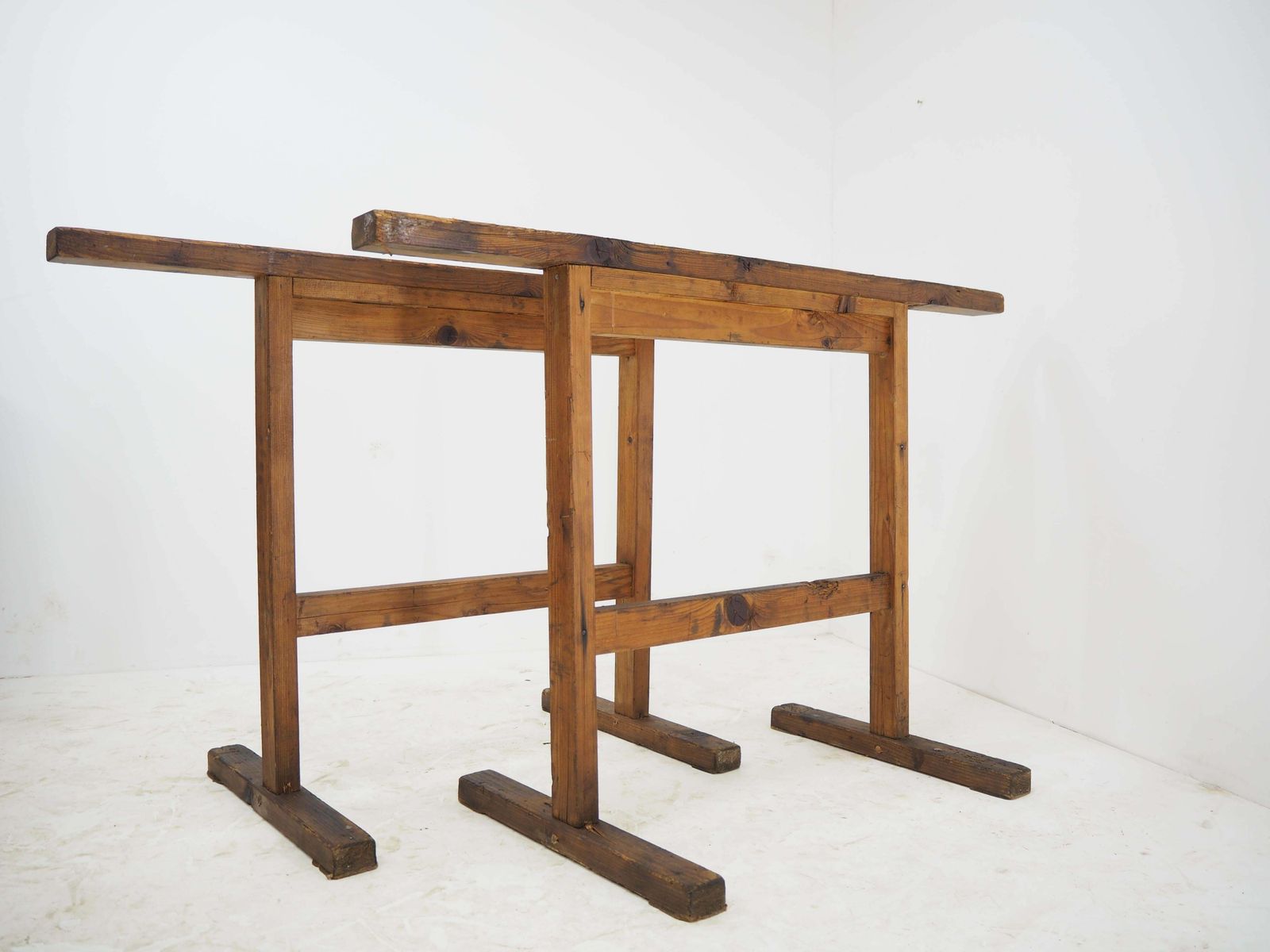 Pair Of Industrial Trestle Table Bases, Early 20th Century photo for sale