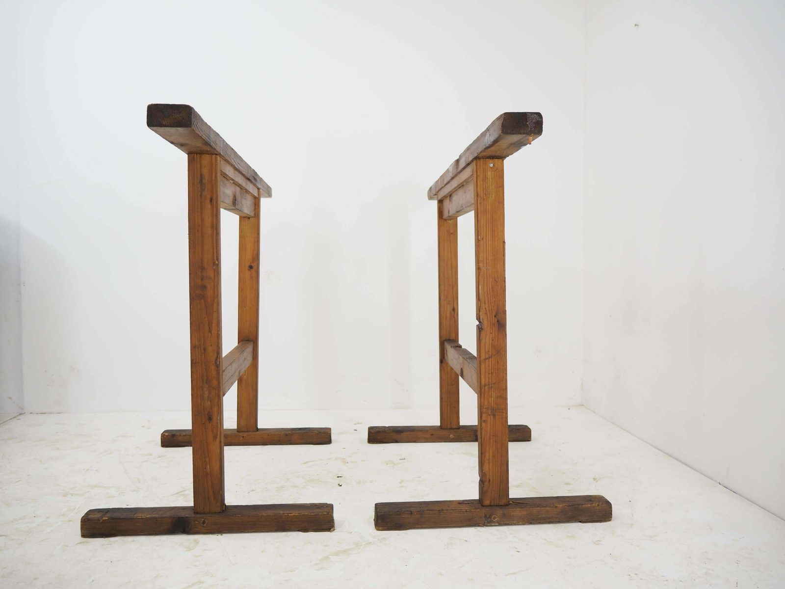 Pair Of Industrial Trestle Table Bases, Early 20th Century photo Furniture