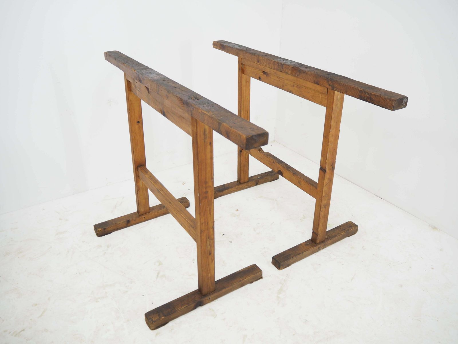 Pair Of Industrial Trestle Table Bases, Early 20th Century photo 1029.0
