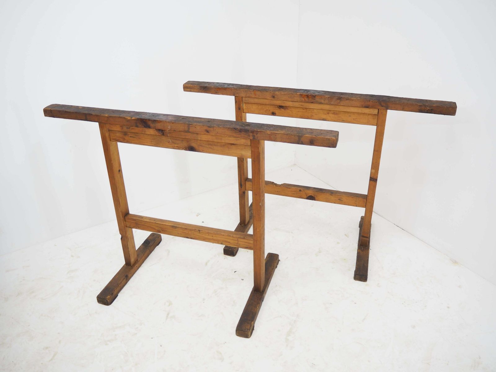 Pair Of Industrial Trestle Table Bases, Early 20th Century photo buy