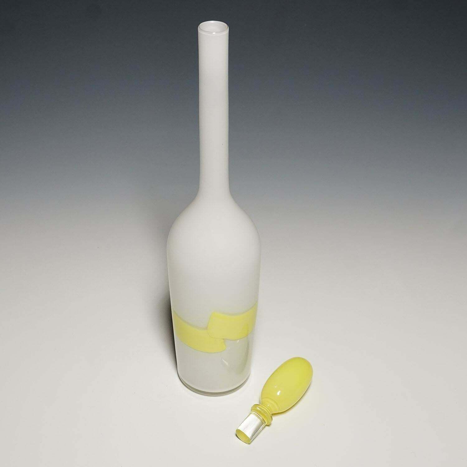 Venini Art Glass Bottle With Fasce Decoration In Yellow, Murano 1950s photo buy