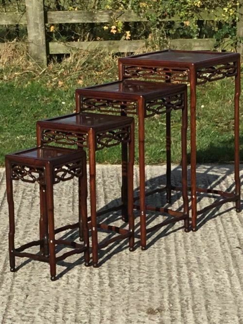 Fabulous Nest Of Four Chinese Rosewood Tables photo Furniture