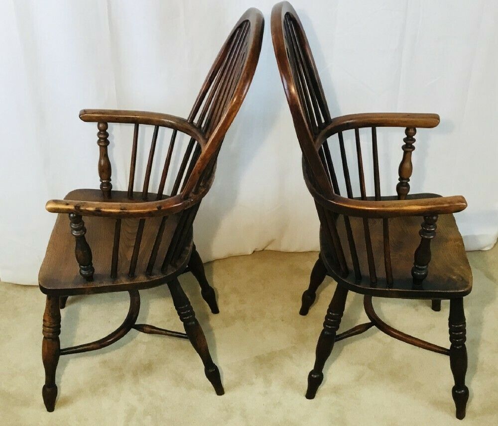 photo for sale Pair Of Yew & Elm Windsor Chairs